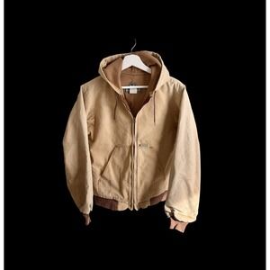 Vintage Bercowear Canvas Hooded Jacket Sm/Med Work Wear Women's Youth Flaws